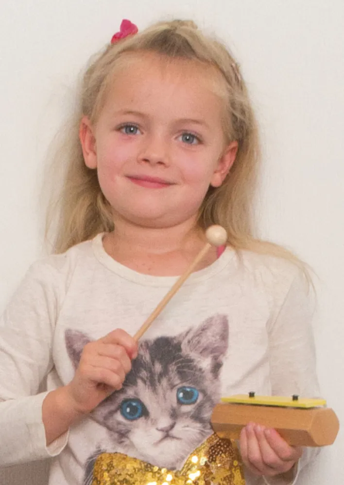 Set Klangbausteine mit Buchenkorpus, bunt, 10 Stück mit Schlägel