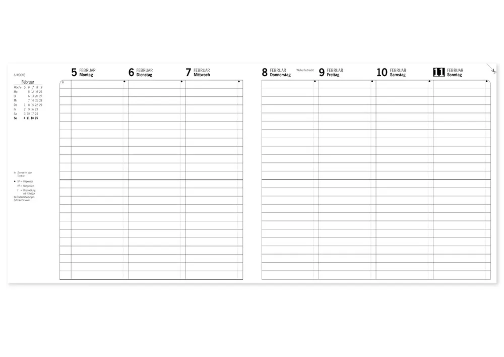 s+w Gäste-Tages-Planer 2027, Typ1, 24 Zimmer