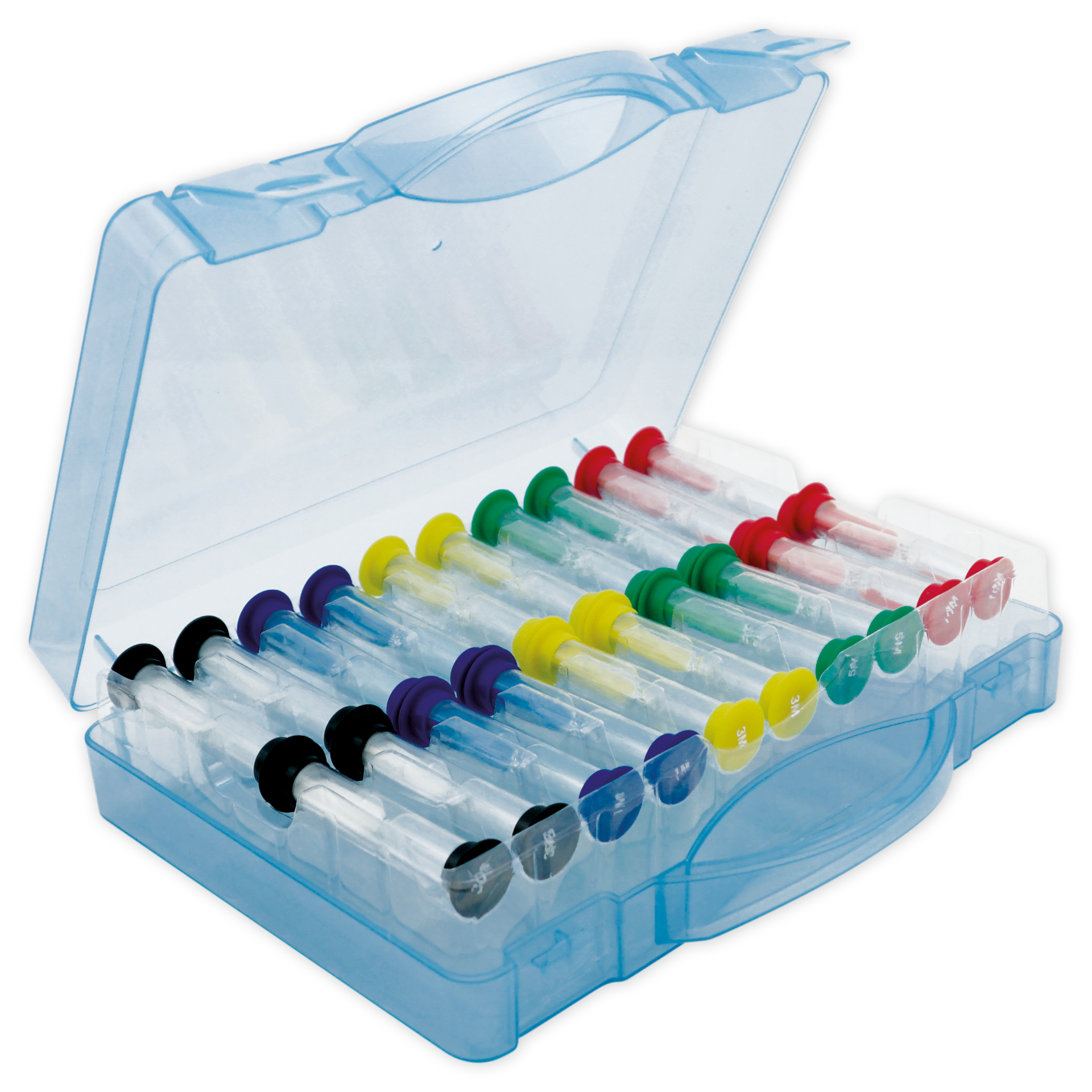 Mix-Sanduhren-Set, 9cm hoch im Koffer