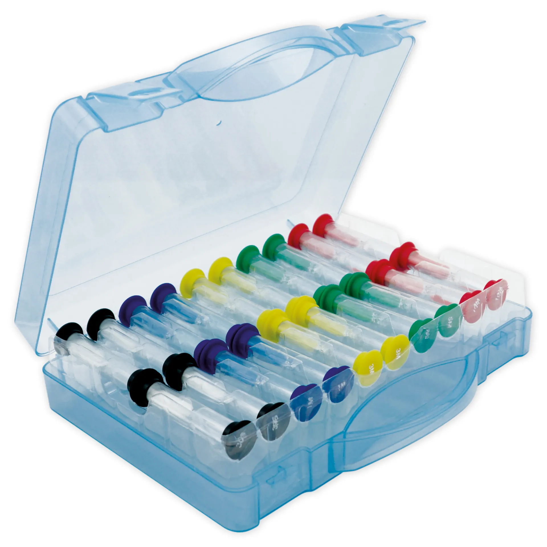 Mix-Sanduhren-Set, 9cm hoch im Koffer