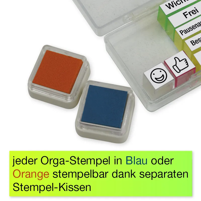 Orga-Stempel mit Stempelkissen 9-tlg., in Box