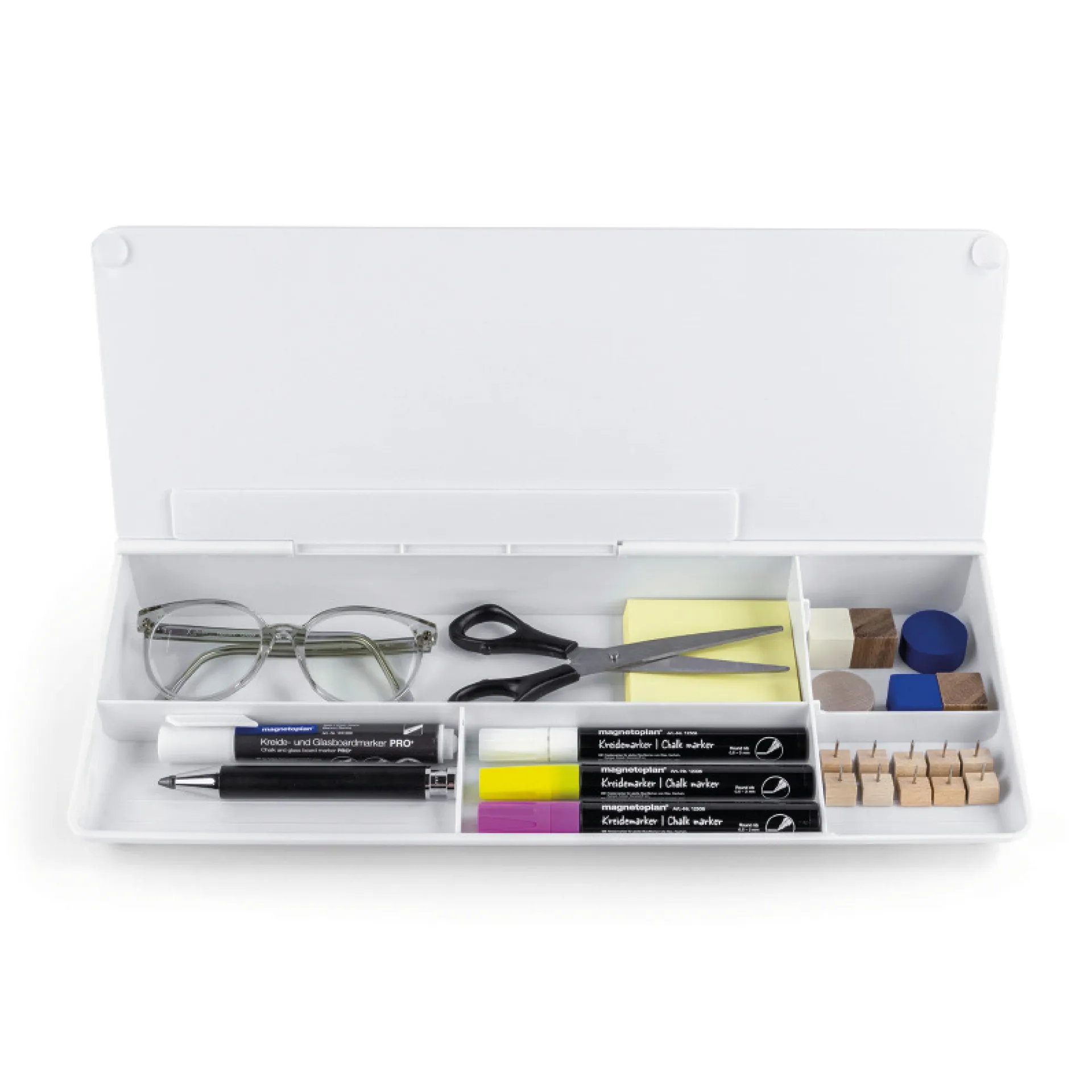 Tisch-Organizer mit beschriftbarer Glasoberfläche, weiß