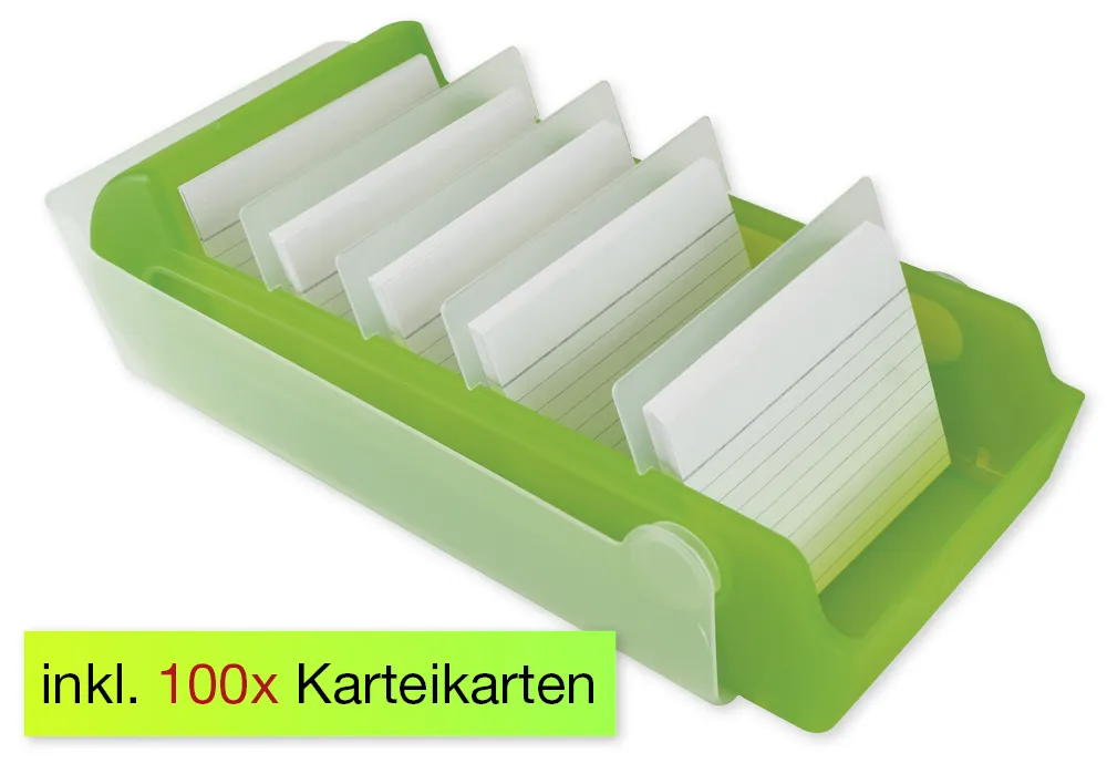 Lern-Karteikasten Kunststoff für A7 + 100 Karten