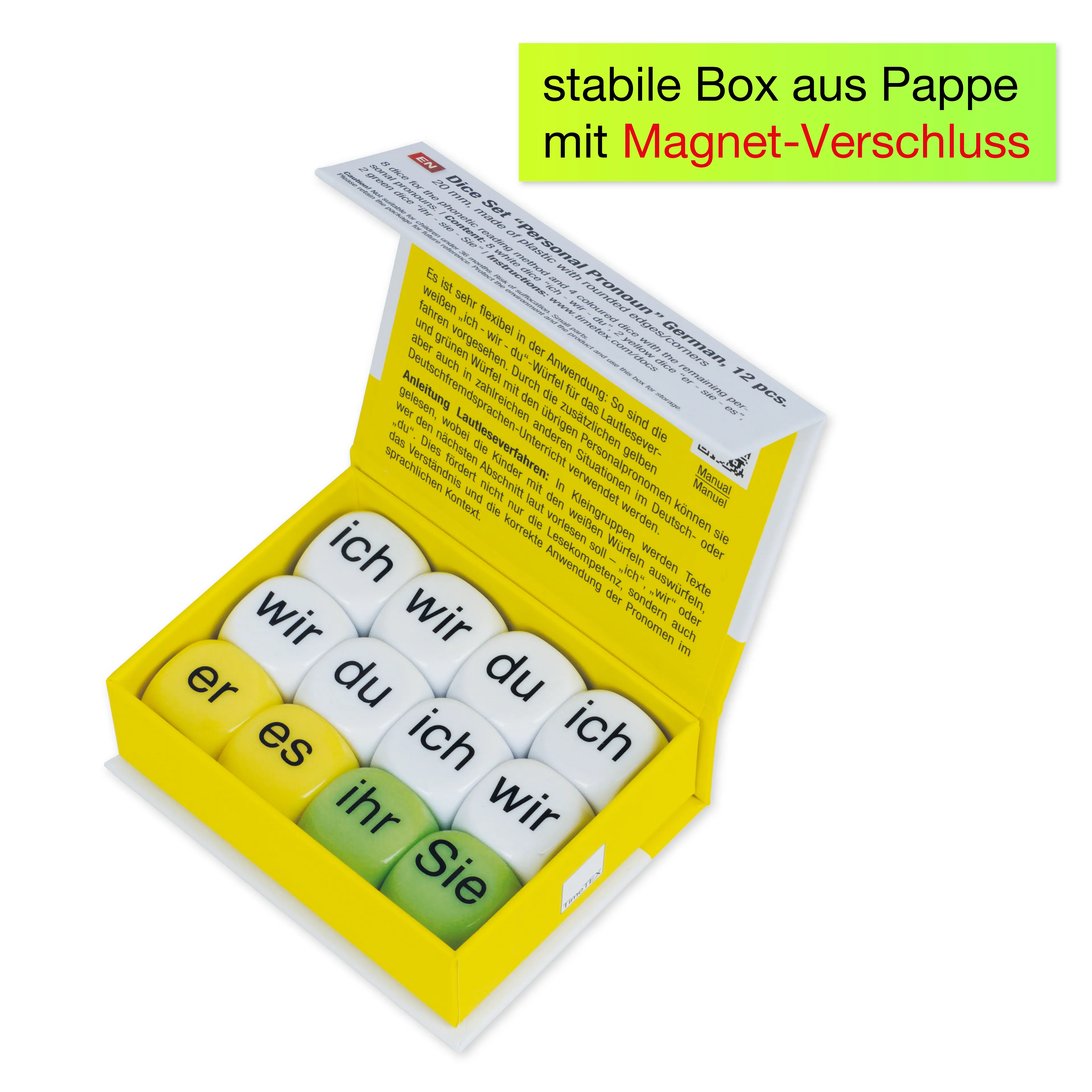 Würfel-Set "ich - wir - du" 12-tlg., 20 mm in Box