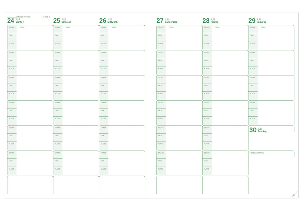 s+w Unterrichts-Planer 24/25 - 6 Stunden  A4++