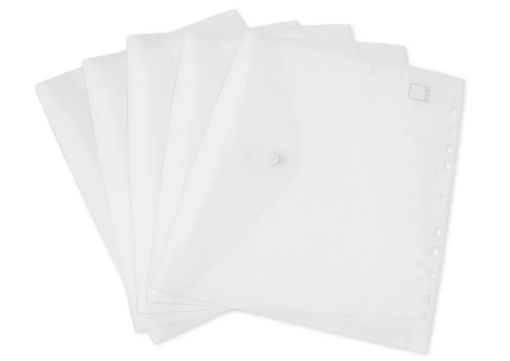 Set Dokumentenmappe A4 zum Abheften, 5-tlg., transparent farblos