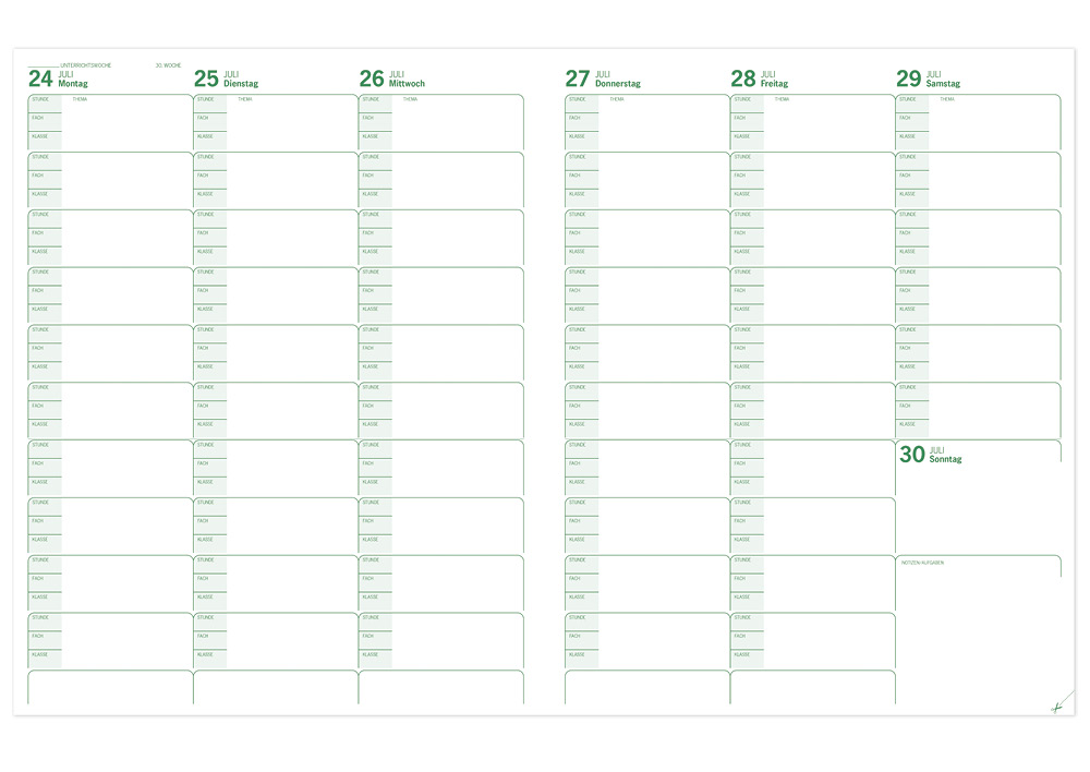 s+w Unterrichts-Planer 24/25 - 10 Stunden  A4++ 