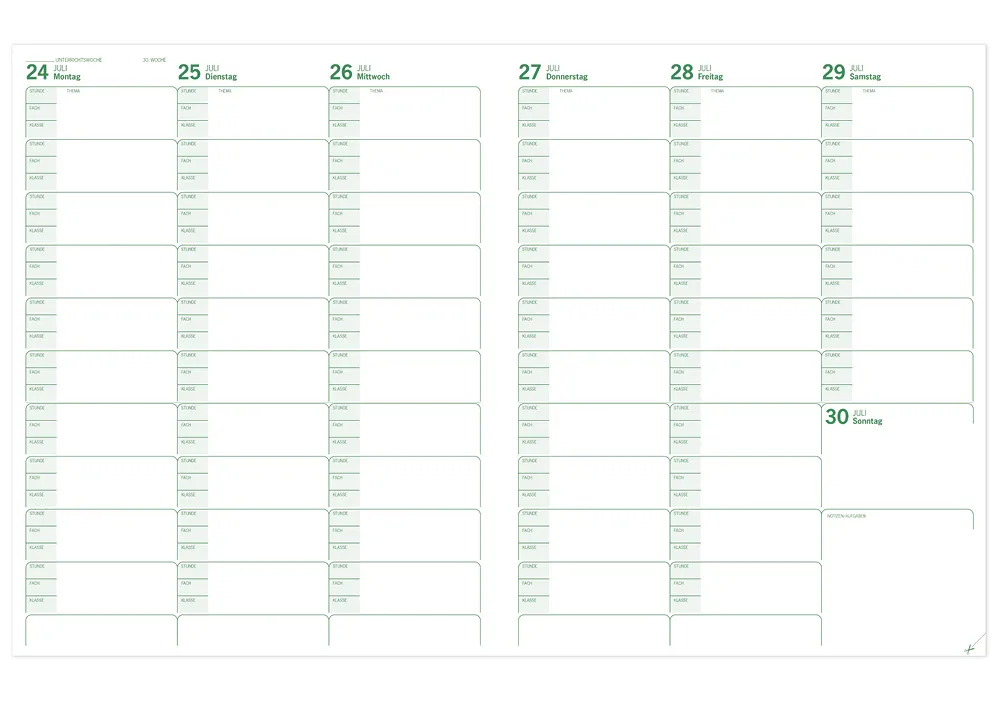 s+w Unterrichts-Planer 24/25 - 10 Stunden