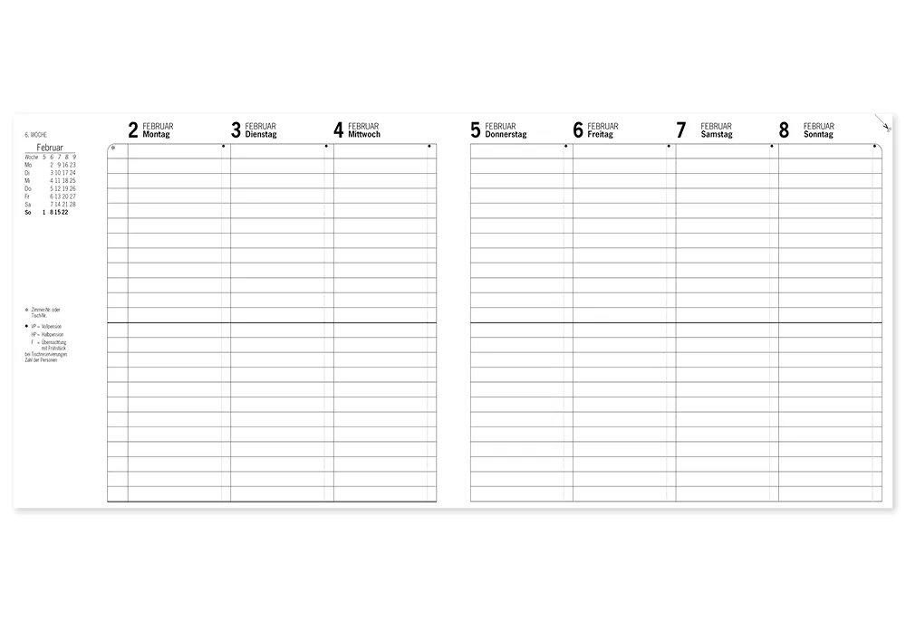 s+w Gäste-Tages-Planer 2026, Typ1, 24 Zimmer