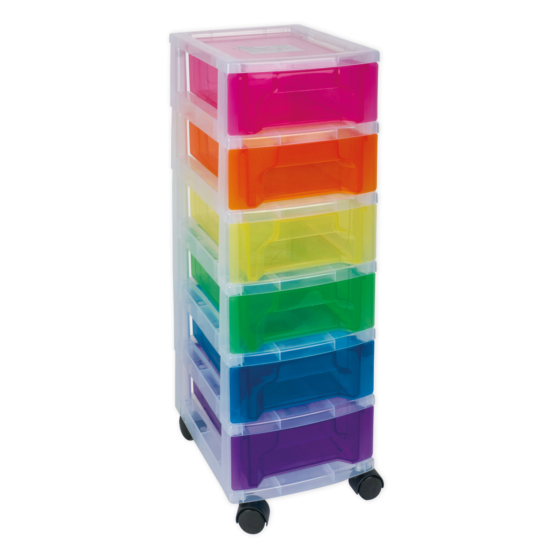 Schubladen-Box "Regenbogen", 6-farbig mit 4 Lenkrollen