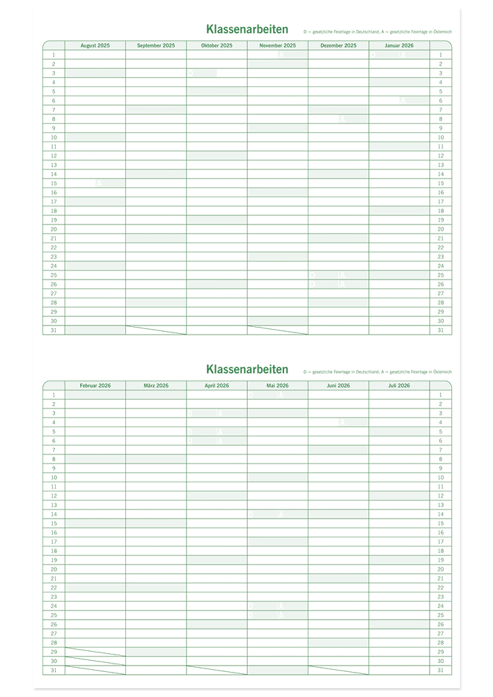 s+w Unterrichts-Planer 25/26 - 6 Stunden