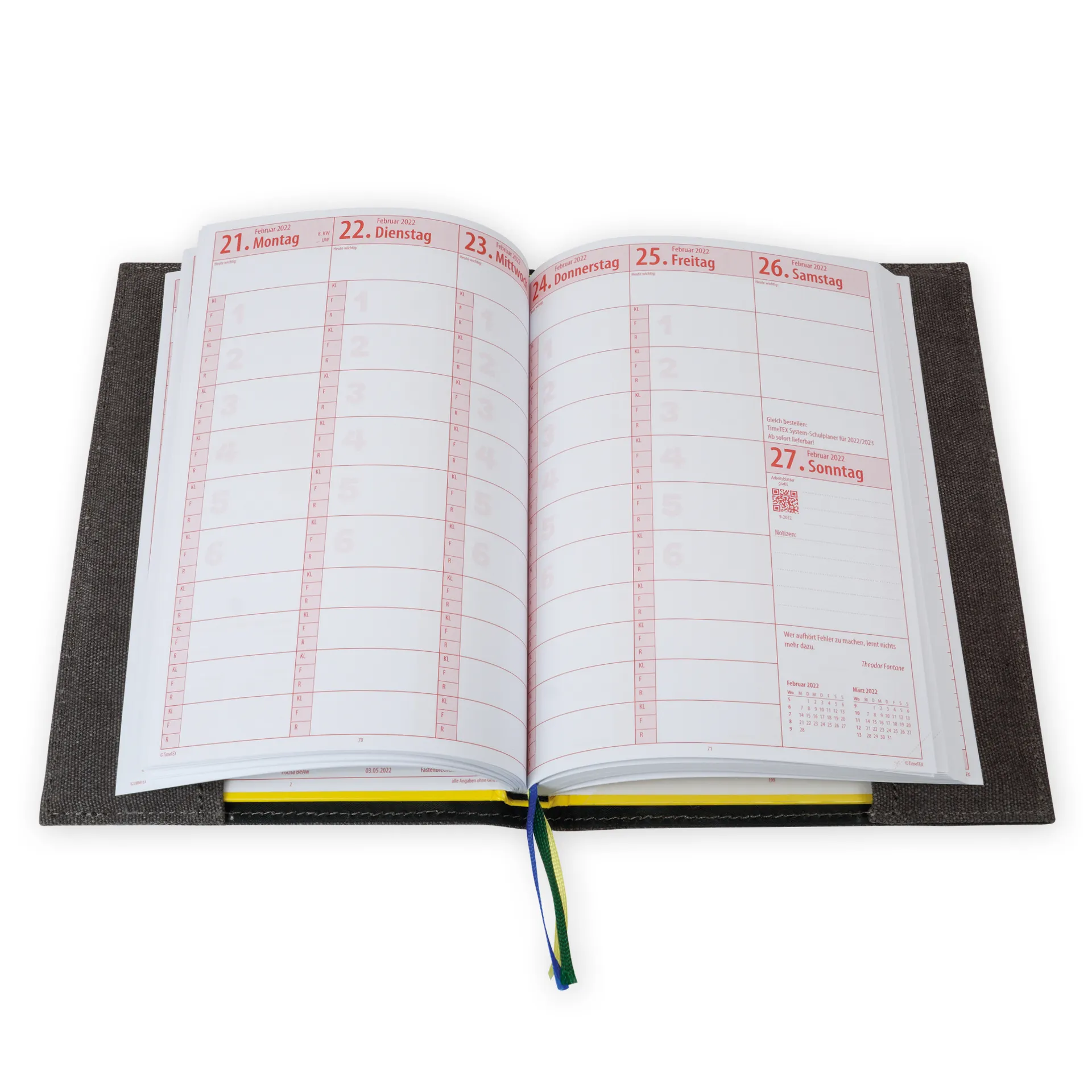 TimeTEX Kalenderhülle aus Canvas A5-Plus, mit Stiftschlaufe
