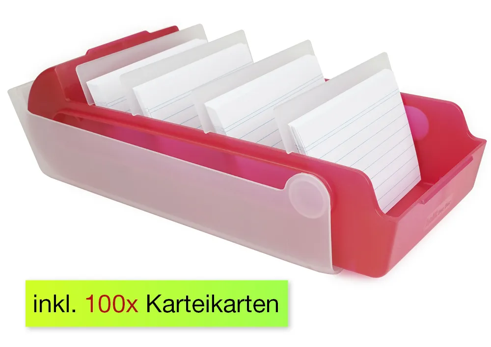 Lern-Karteikasten Kunststoff für A7 + 100 Karten