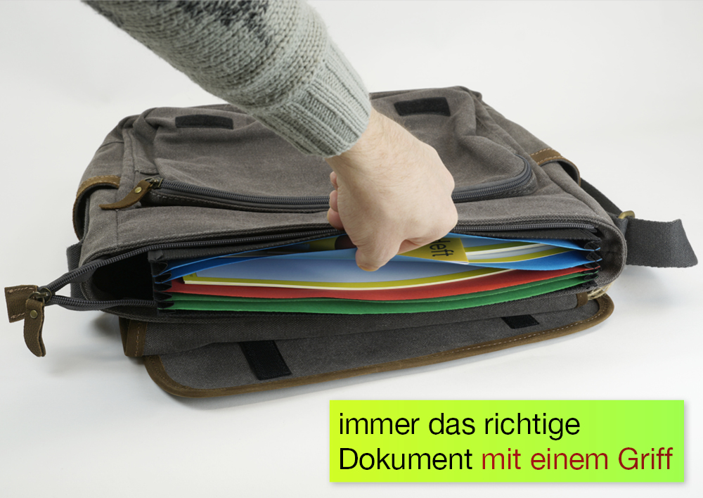 Fächermappen-Einsatz für Tasche + Rucksack