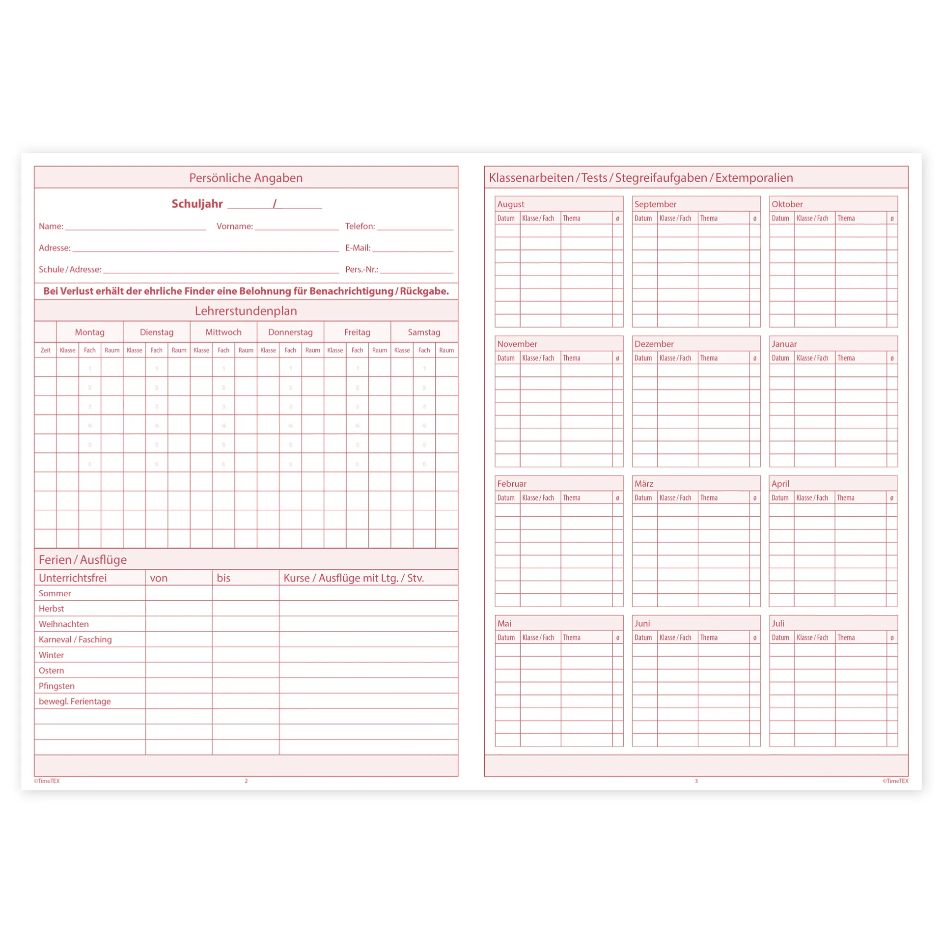 TimeTEX Unterrichts-Planer Universal, A4