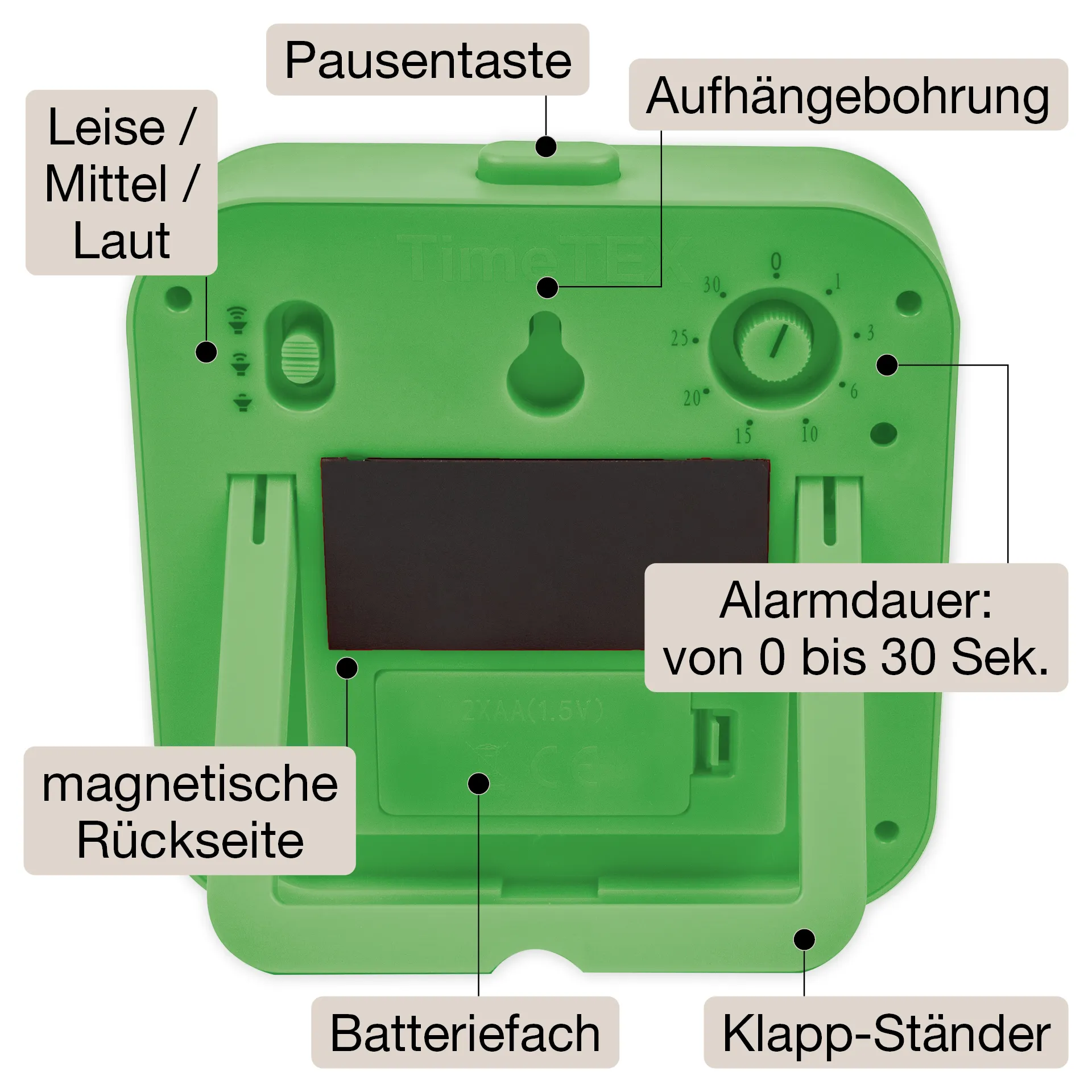 TimeTEX Zeitdauer-Uhr „lautlos“ ColorLINE, mit Pausentaste