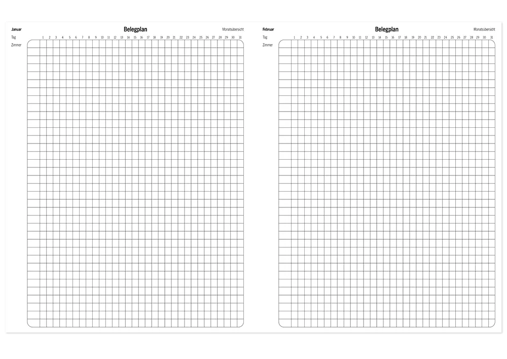 s+w Gäste-Tages-Planer 2027, Typ2, 36 Zimmer