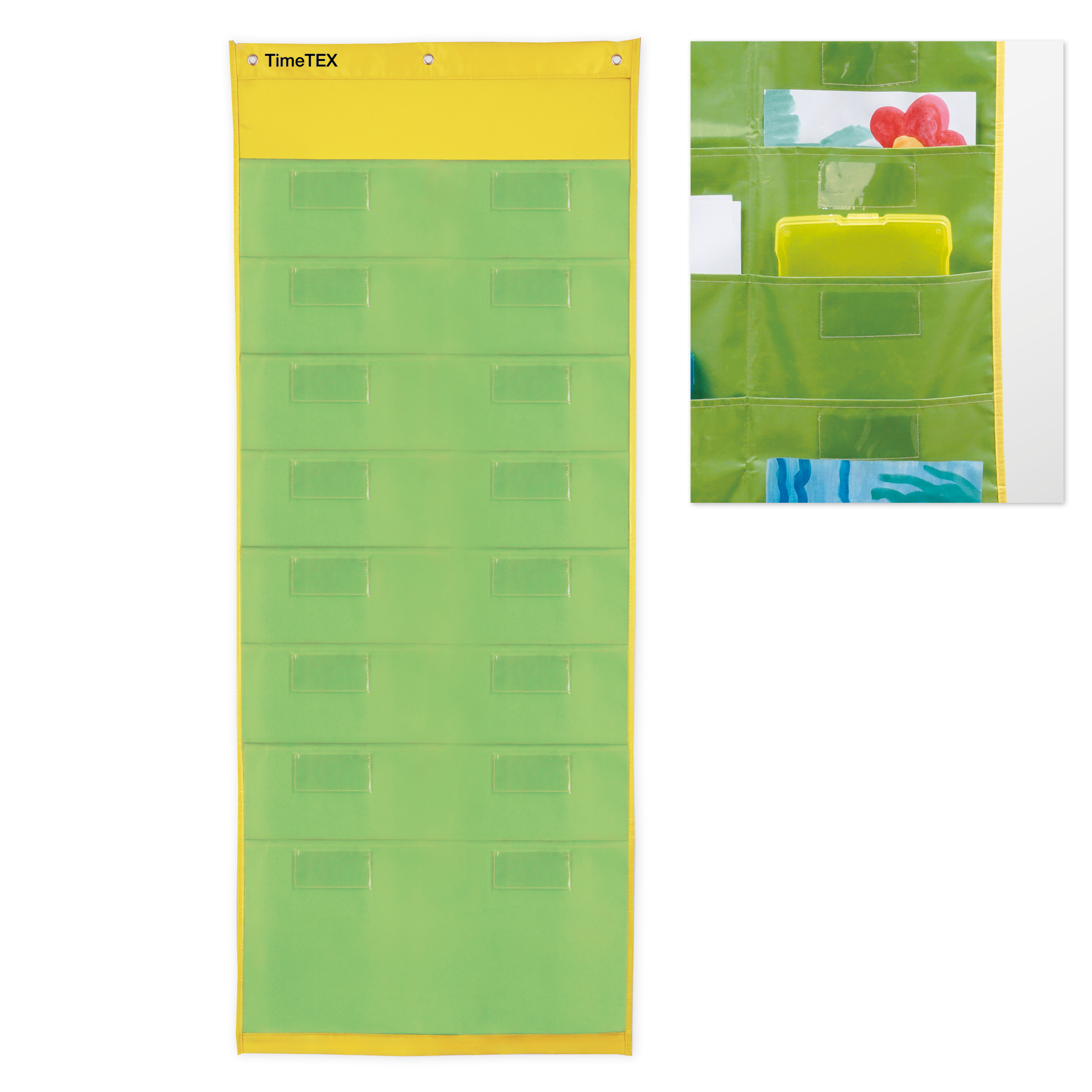 TimeTEX Materialtaschen-Station "greenline", mit 16 Einsteck-Taschen, 124x50 cm