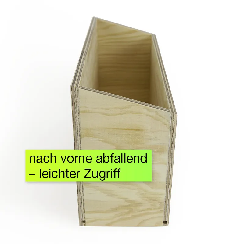 Karteikasten Holz, A5 quer, abfallend