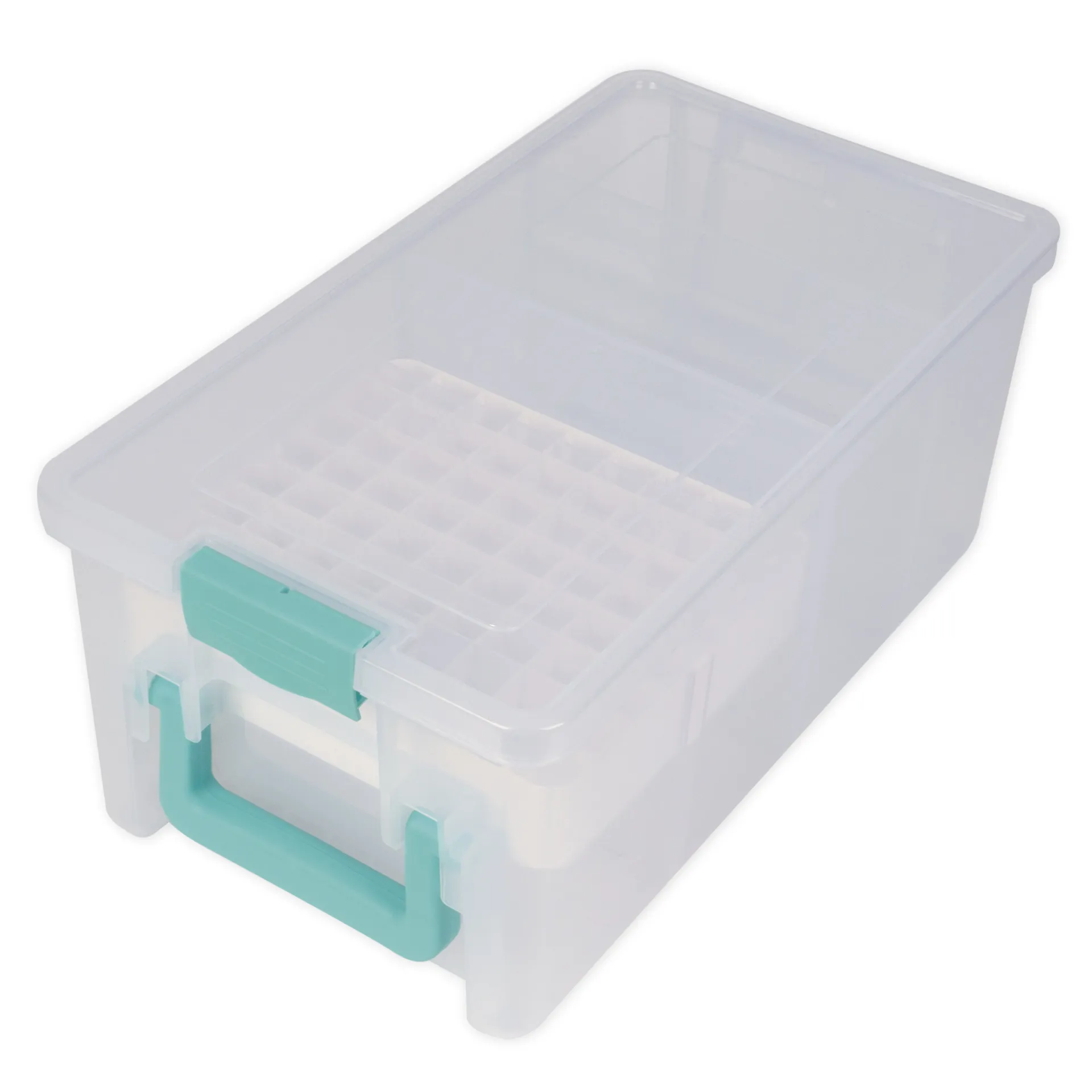 Klappdeckel-Box mit Stifte-Einsatz, transparent