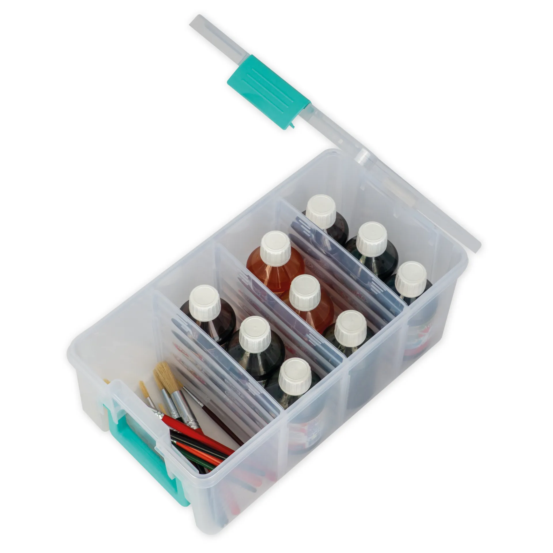 Klappdeckel-Box mit Stifte-Einsatz, transparent