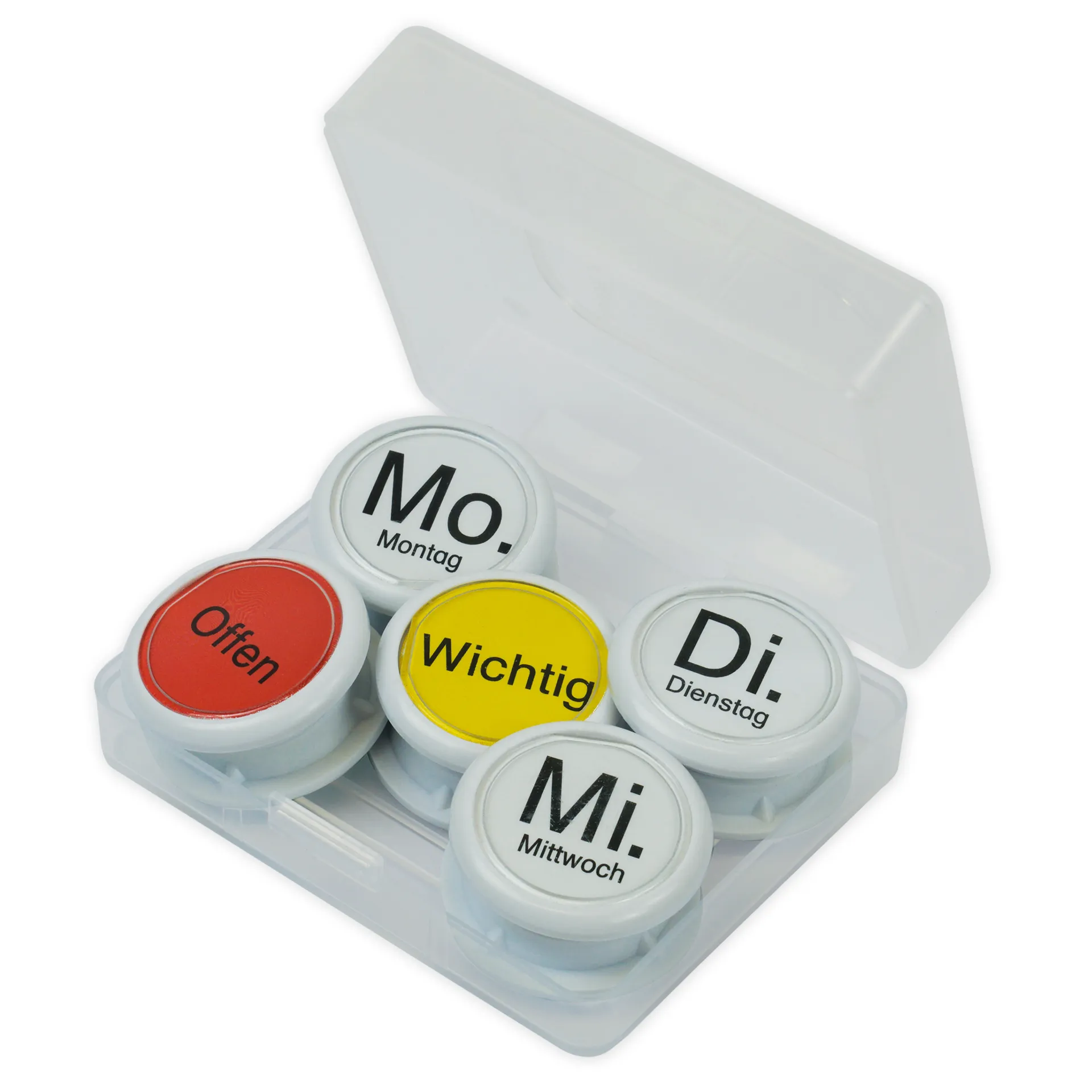 Wochentags-Magnete 10-tlg. in Box