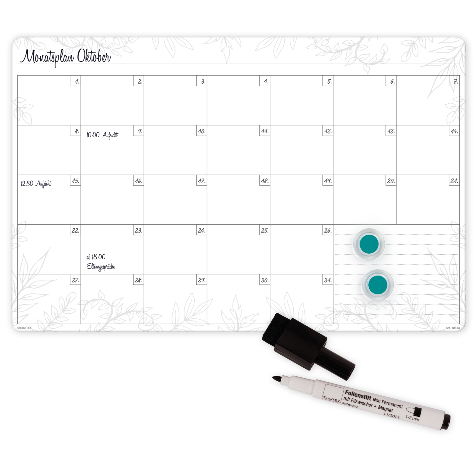 TimeTEX Whiteboard-Monatsplan A3-Plus "Mein Monat", magnetisch, 4-tlg.