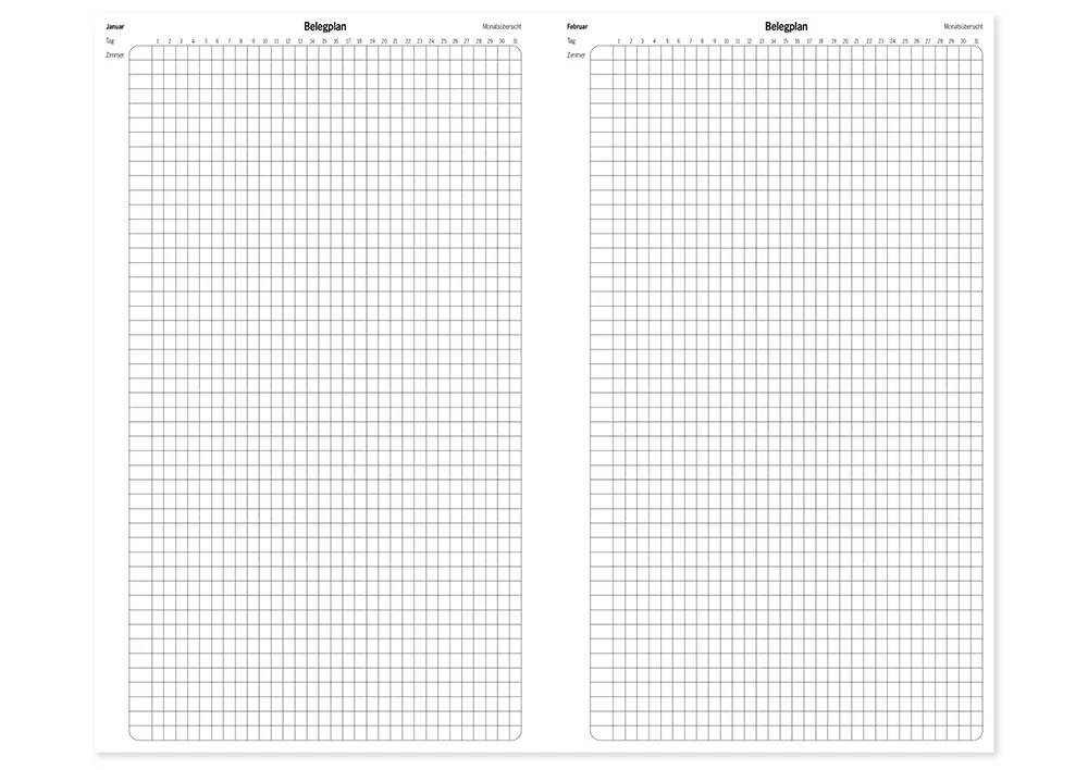 s+w Gäste-Tages-Planer 2026, Typ3, 48 Zimmer