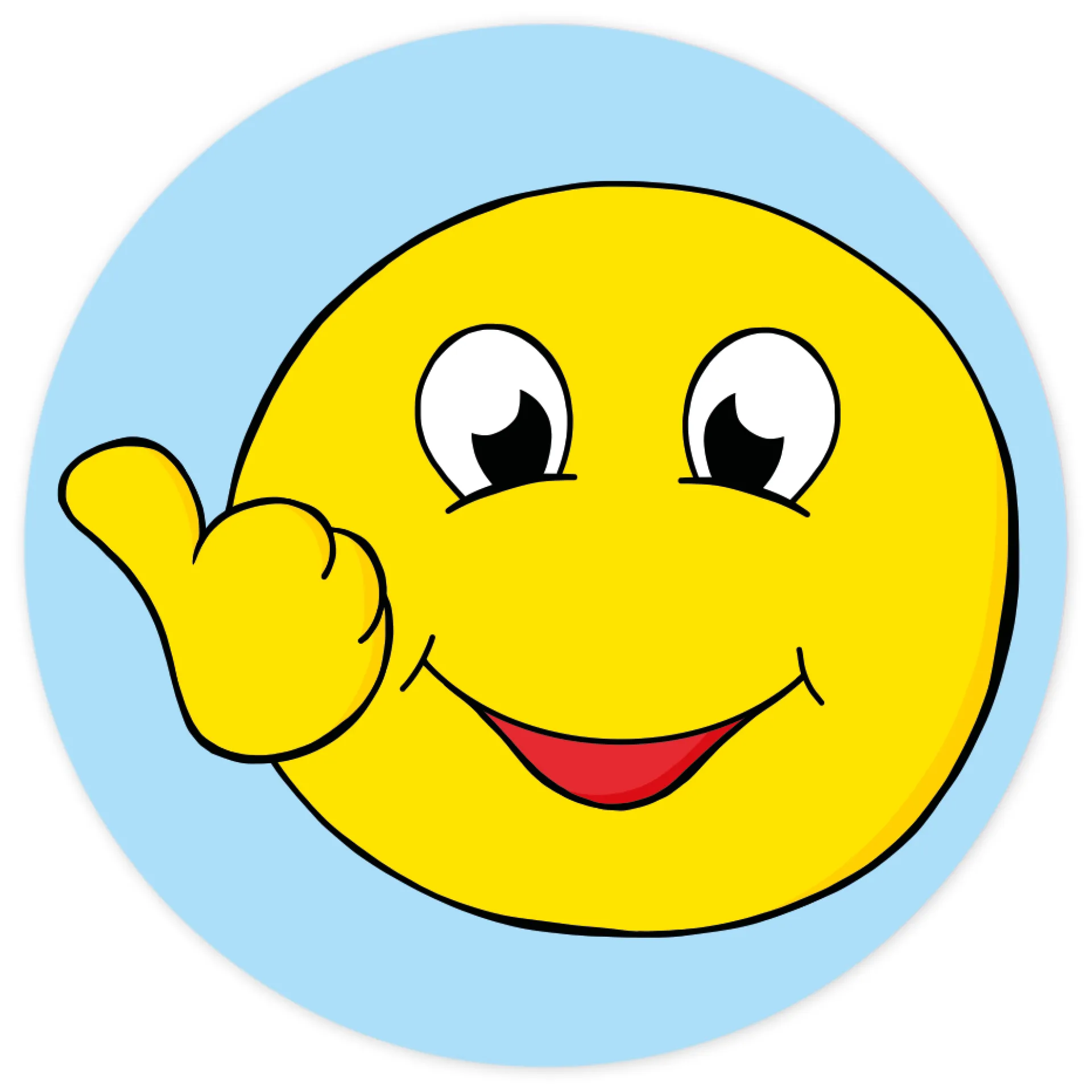 Belobigungs-Aufkleber "Gesicht Daumen hoch" in Spender-Box, 500 Stück