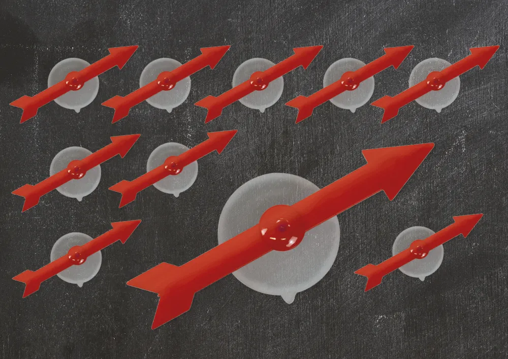 Pfeil-Drehzeiger mit Saugnapf, 10-tlg., 10 cm