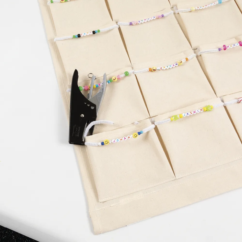 Material-Taschen-Vorhang aus Canvas, 24 Taschen, 93x60 cm