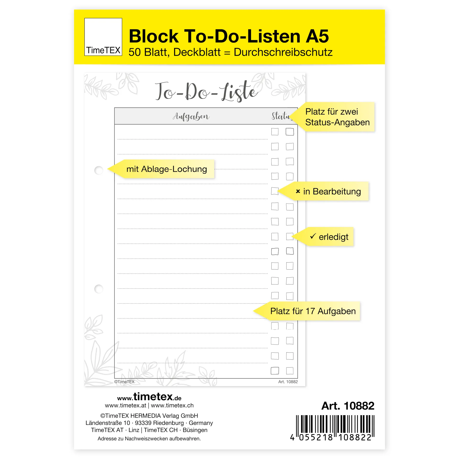 Block To-Do-Liste A5, 50 Blatt