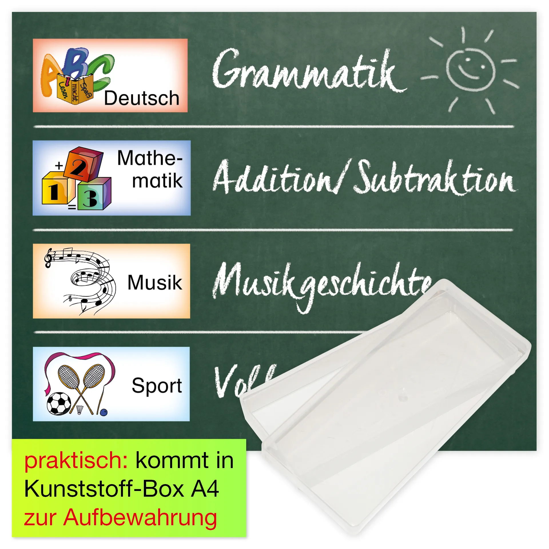 Stundenplan-Bildkarten aus Pappe, magnetisch, 40-tlg., in Box