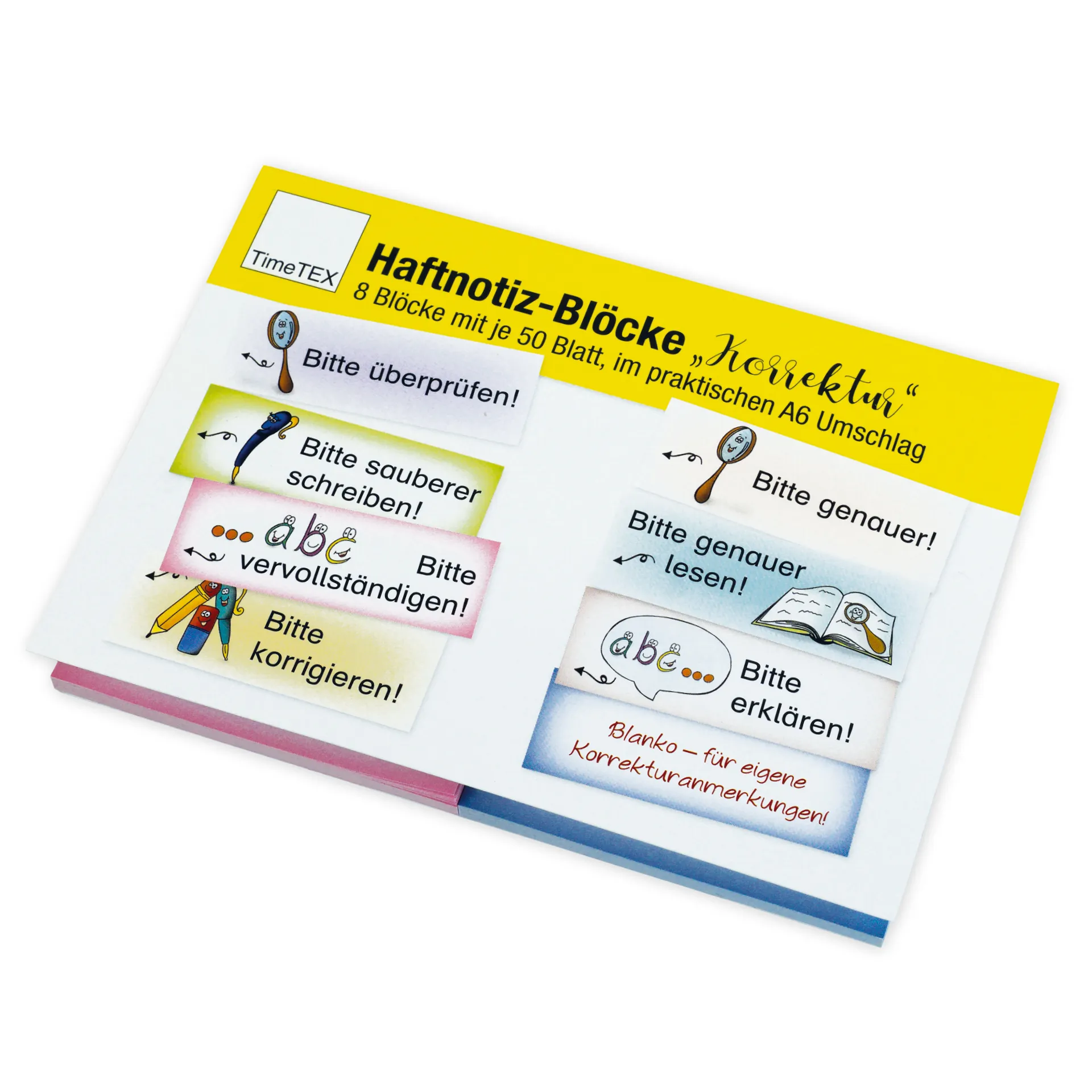 Haftnotiz-Blöcke „Korrektur", 73x26 mm, 8 Blöcke