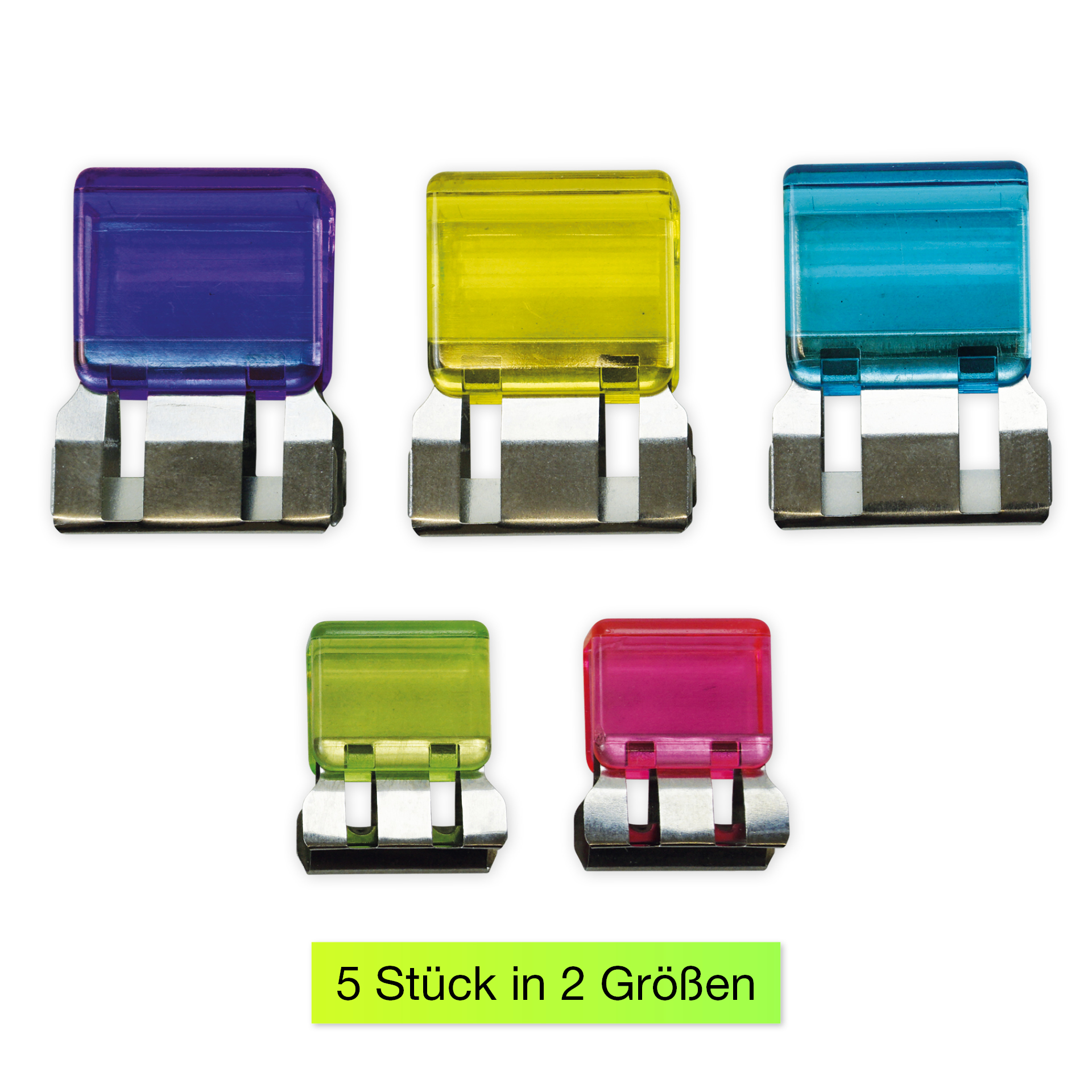 Set Papierstapel-Krallen transparent, 5-tlg.