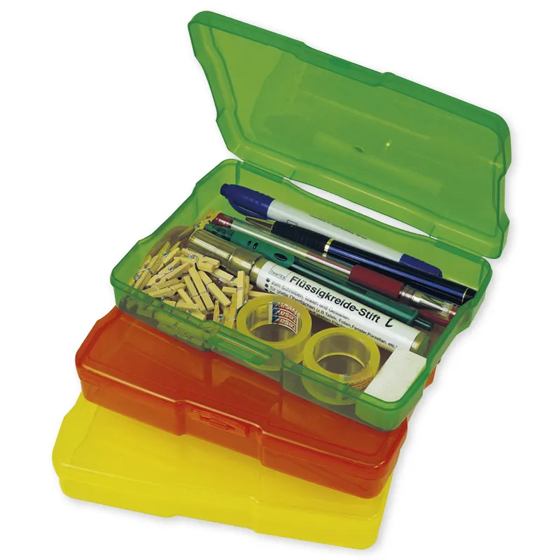 Set Farb-Boxen mit Klappdeckel, transparent, 3-tlg.