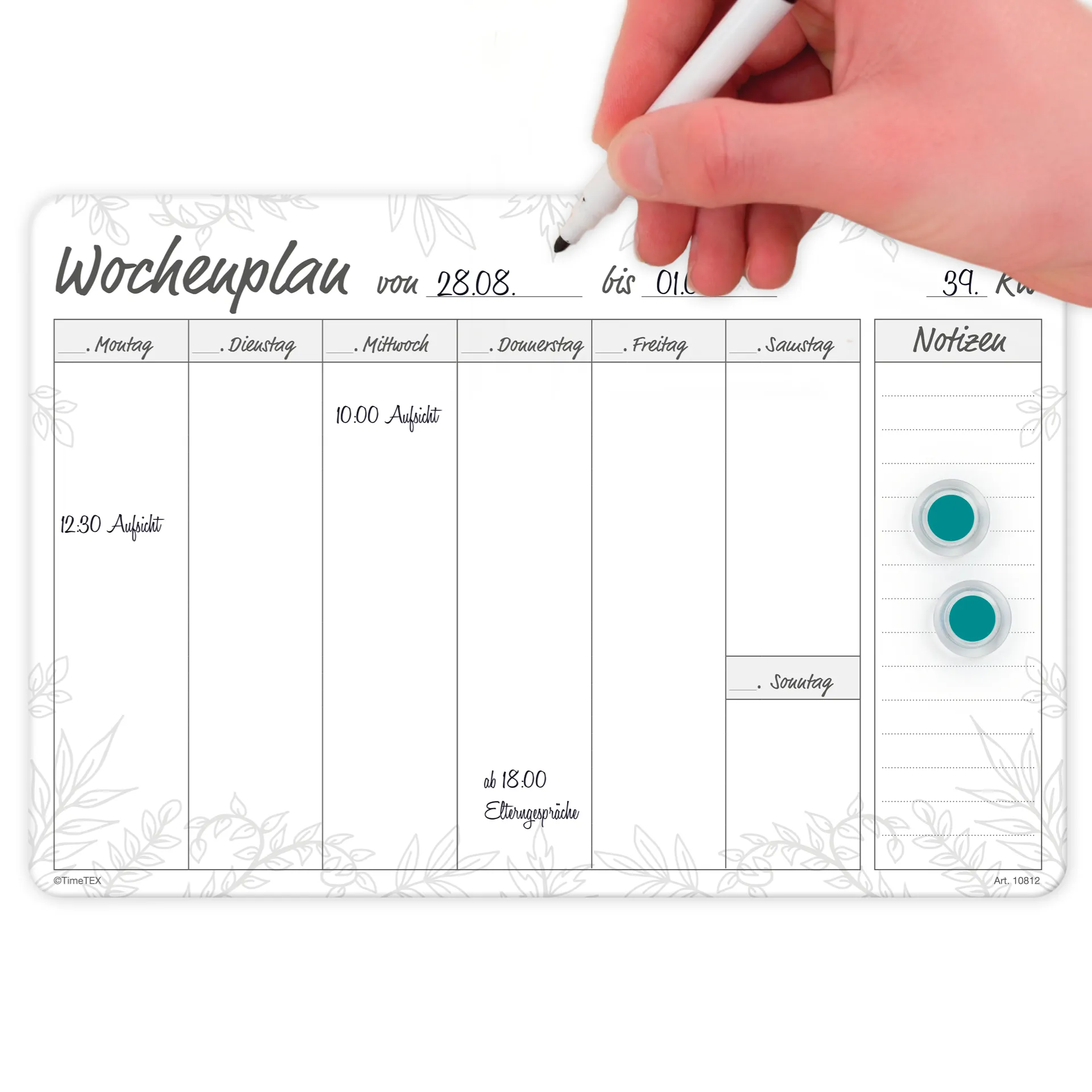 TimeTEX Whiteboard-Wochenplan A4 "Meine Woche", magnetisch, 4-tlg.