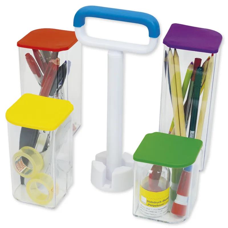 Tisch-Organizer "transparent", Kunststoff, mit Deckel, 4-tlg.