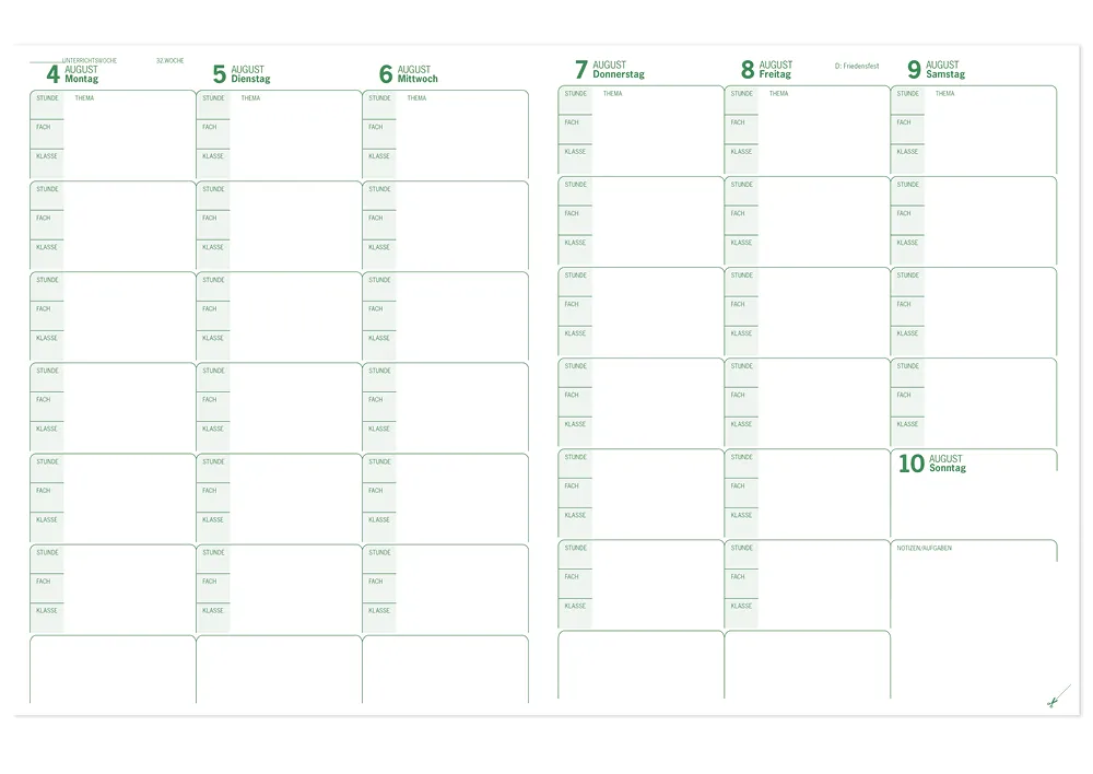 s+w Unterrichts-Planer 25/26 - 6 Stunden