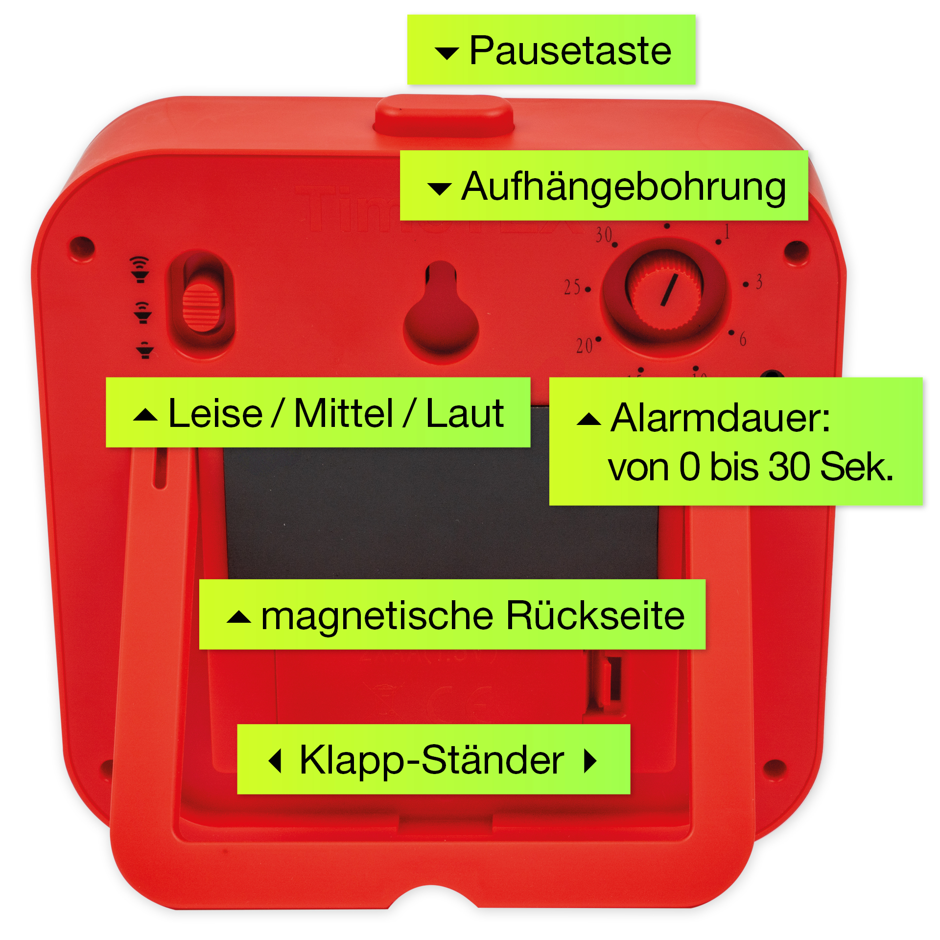 TimeTEX Zeitdauer-Uhr „lautlos“ ColorLINE, mit Pausentaste