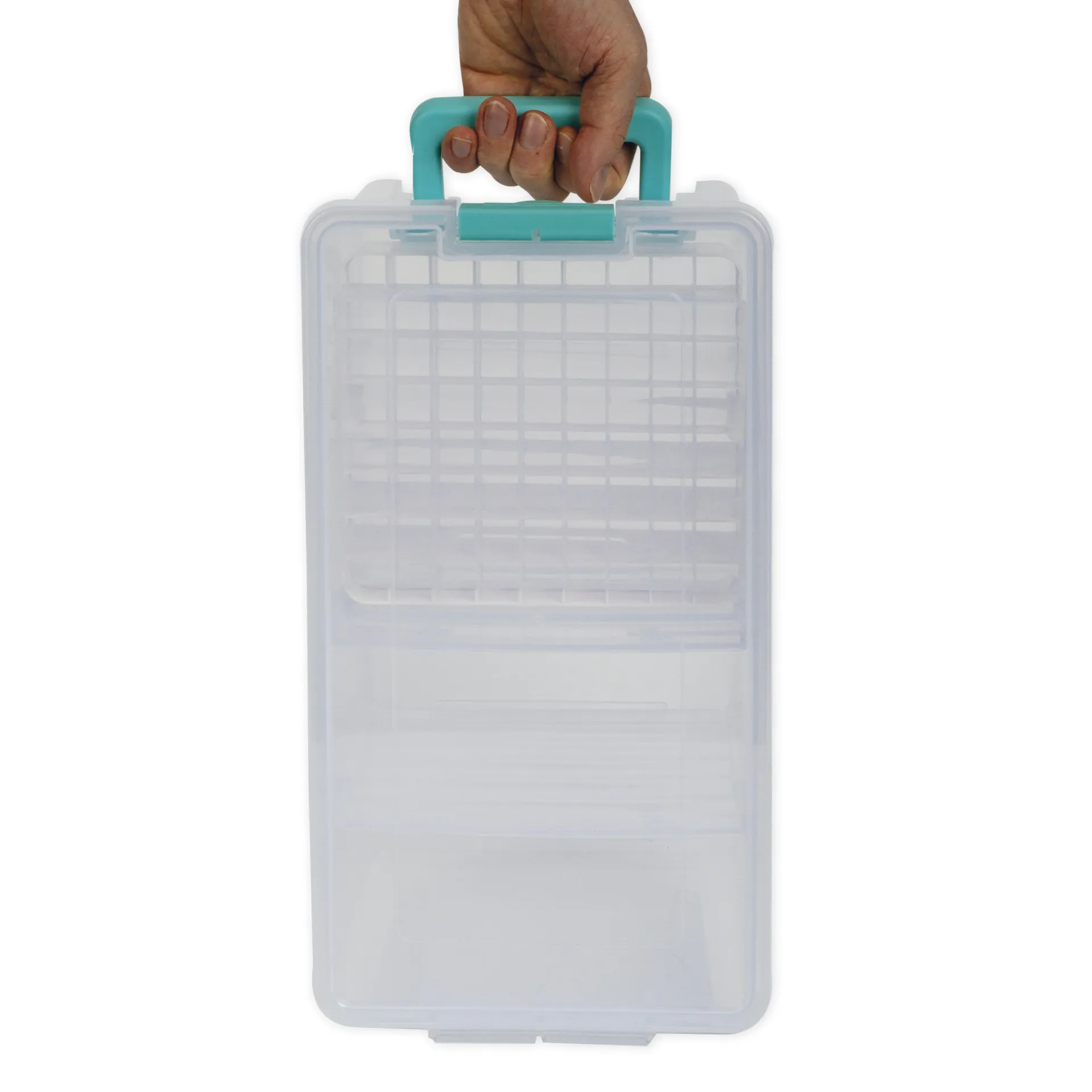 Klappdeckel-Box mit Stifte-Einsatz, transparent