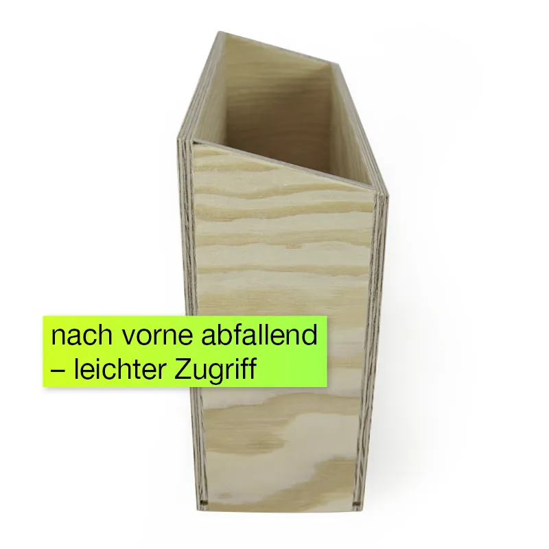 Karteikasten Holz, A4 hochkant, abfallend