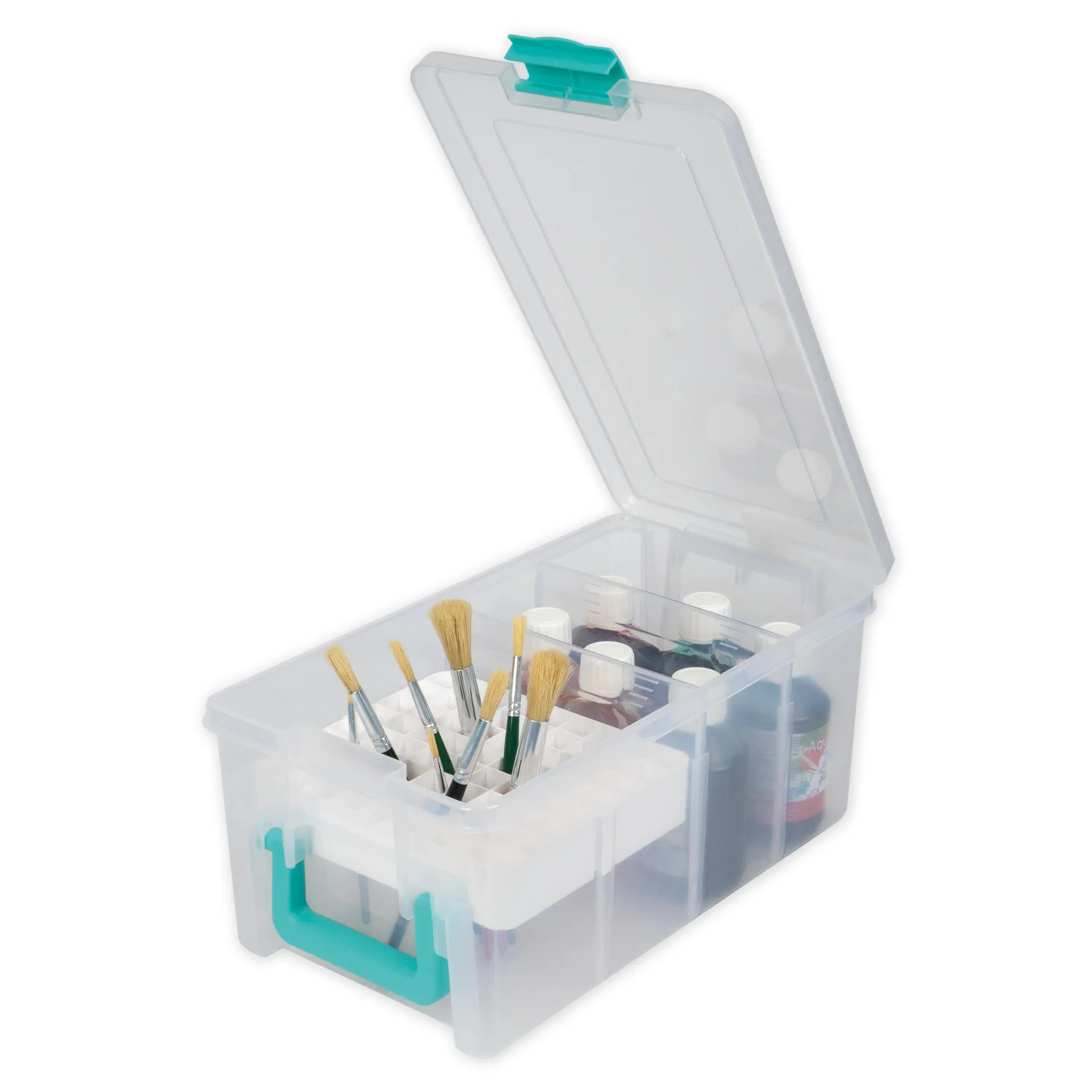 Klappdeckel-Box mit Stifte-Einsatz, transparent