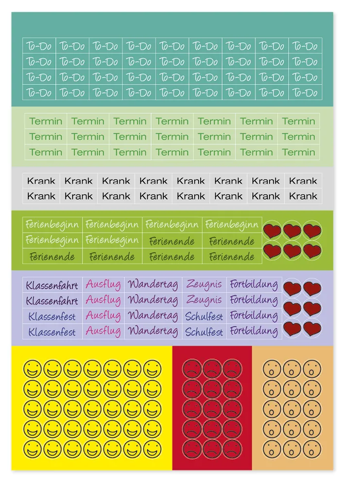 Block Organisations-Sticker XXL „Schulalltag“, 1.442 Stück