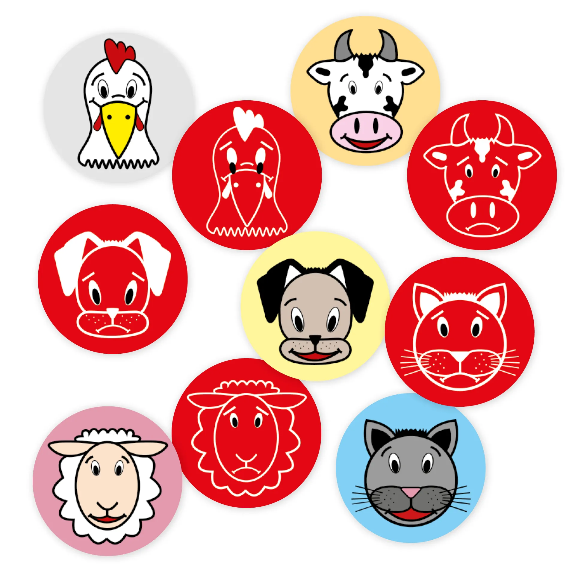 Set Magnet-Wende-Plättchen "Tier-Gesichter"