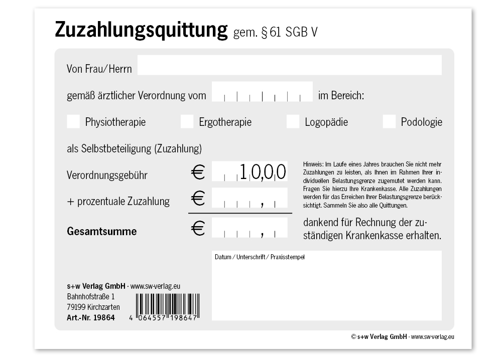 Zuzahlungsquittung SD-Box, 250 Sätze, selbstdurchschreibend Zuzahlungsquittung SD-Box, 250 Sätze, selbstdurchschreibend