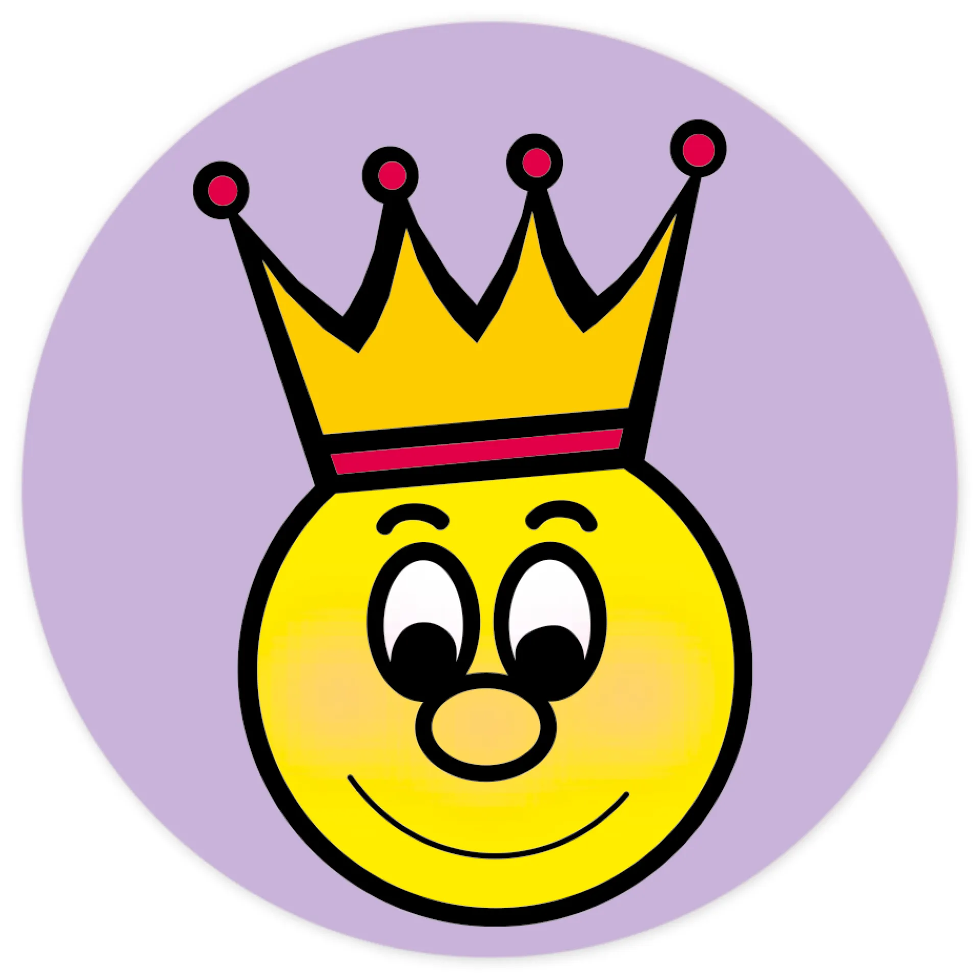 Lob-Aufkleber, Gesicht mit Krone