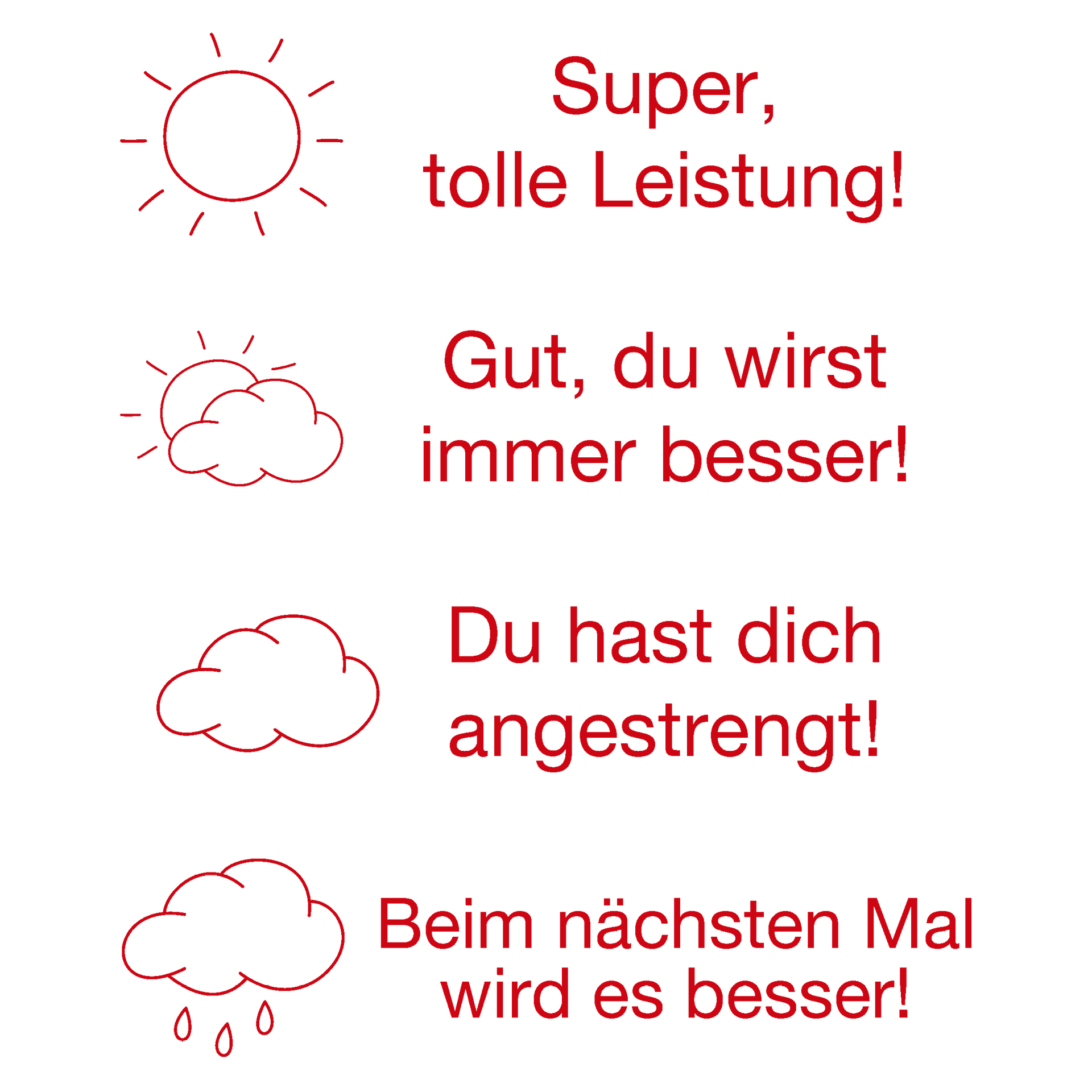 Stempel-Türmchen, Sonne und Wolken