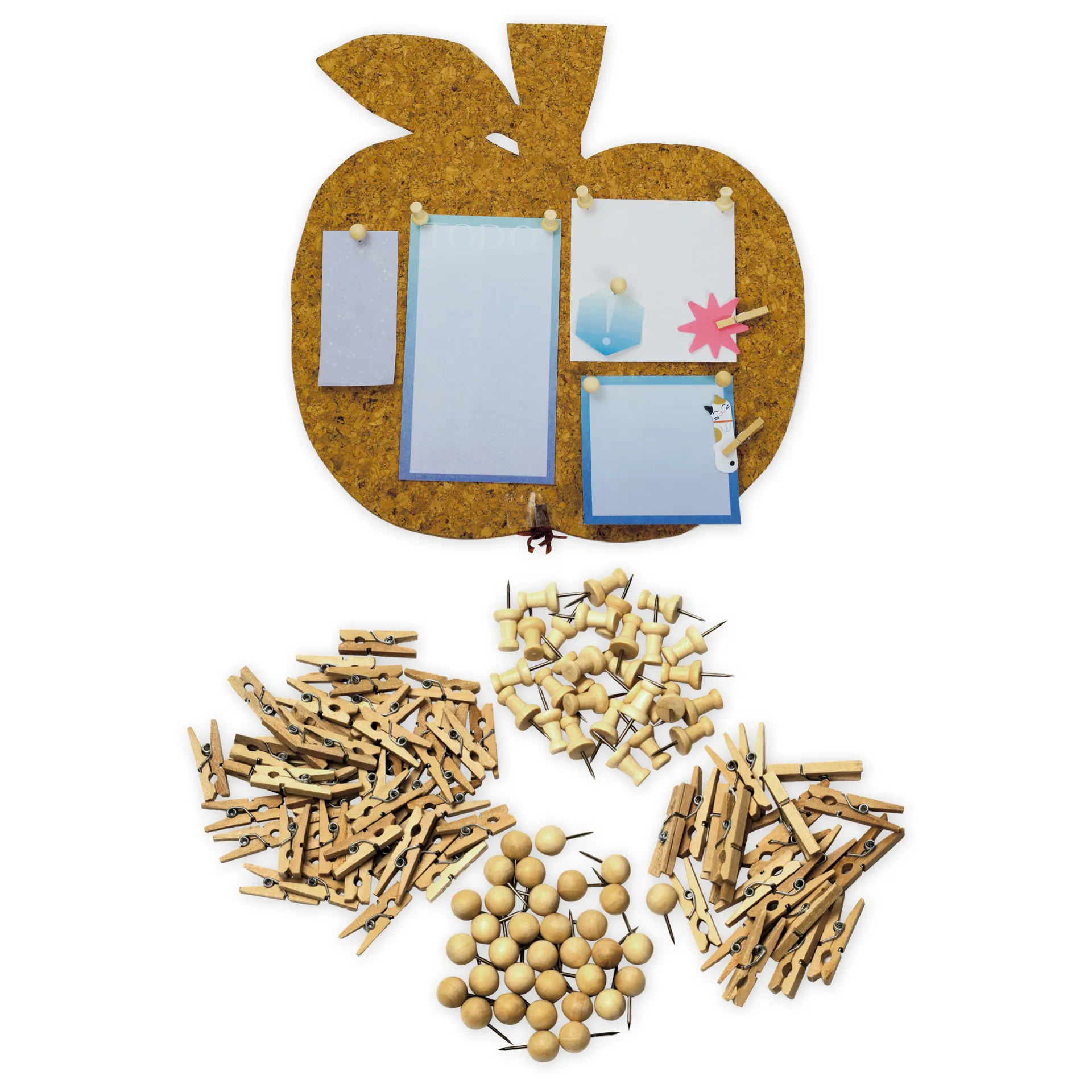 Natura-Büro-Set Pinnnadeln und Klammern aus Holz, 100-tlg.