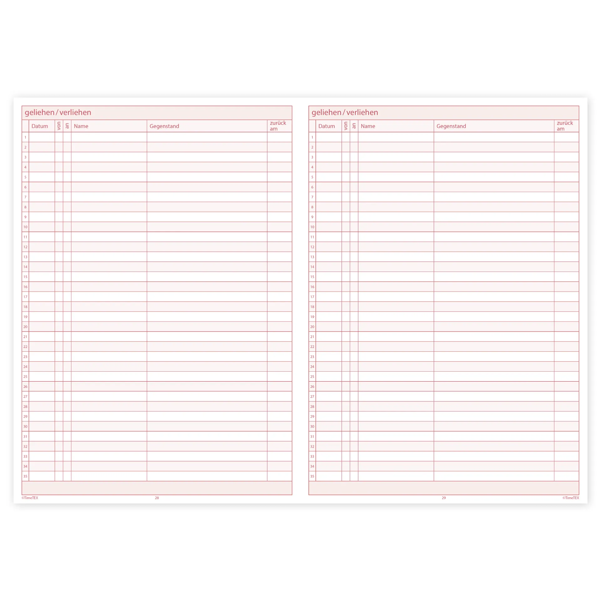 TimeTEX Klassen-Checklisten, A4 